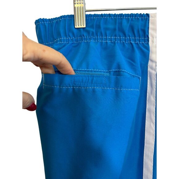 Beverly Hills Polo Club Men’s Swim Trunks M Blue White Trim Cargo Pockets Logo - Picture 12 of 16
